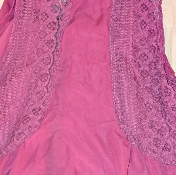 Women's Sleeveless Sheer Top - Fuchsia and Denim - Picture 4 of 4